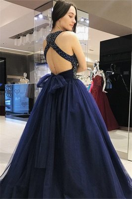 Sexy Halter Crystal Bow-knot Open Back Prom Dress UKes UK Ball Gown Sleeveless Elegant Evening Dress UKes UK_4