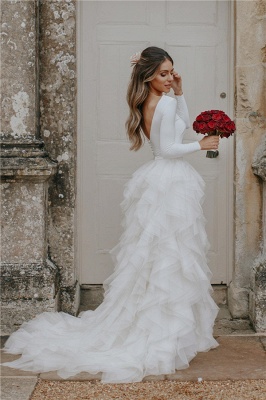 Elegant Applique Wedding Dresses UK Side slit Sexy Mermaid Sleeveless Floral Bridal Gowns_2