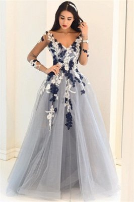 Sexy Off-the-Shoulder Lace Appliques Prom Dress UKes UKSimple Long Sleeves Evening Dress UKes UK_4