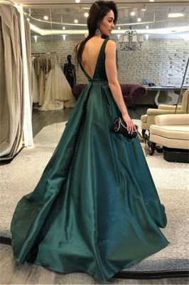 Dark-Green Open Back Prom Dress UKes UK Sleeveless Beads Elegant Evening Dress UKes UK_2