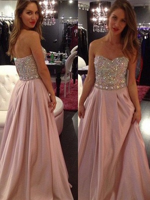 Sweetheart Crystal Prom Dress UKes UK Fashion Pink Sleeveless Evening Dress UKes UK_2