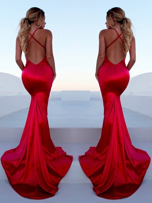 Sexy Red Halter Lace Up Prom Dress UKes UK Sleeveless Ruffles Mermaid Side Slit Elegant Evening Dress UKes UK_3