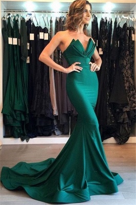 Green Sweetheart Bow-knot Prom Dress UKes UK Sleeveless Mermaid Ruffles Elegant Evening Dress UKes UK_1