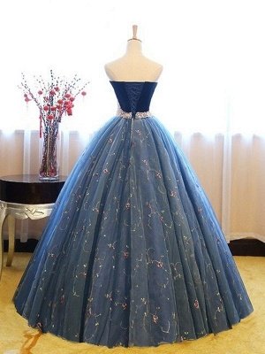 Sweetheart Lace Flower Crystal Prom Dress UKes UK Sleeveless Ball Gown Elegant Evening Dress UKes UK with Beads_3