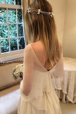 Elegant Applique Tiered Elegant Wedding Dresses UK Sheer Longsleeves Backless Floral Bridal Gowns_5
