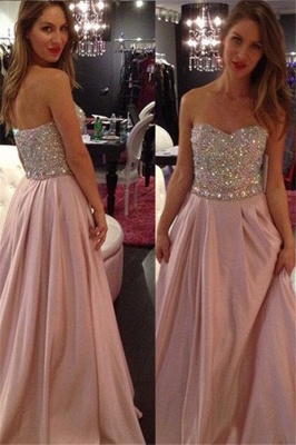 Sweetheart Crystal Prom Dress UKes UK Fashion Pink Sleeveless Evening Dress UKes UK_1