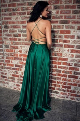 Green Lace Up Halter Prom Dress UKes UK Front Slit Sexy Evening Dress UKes UK with Package_2
