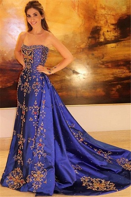 Amazing Strapless Applique without Sleeve A-Line Long Prom Dress UK UK_1