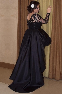 Hi-lo Lace Long Sleeves Lace Prom Dress UKes UK Plus Size Black Plus Size Elegant Evening Dress UKes UK_2