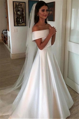 Elegant Off-the-Shoulder Wedding Dresses UK Bowknot Ribbons Sleeveless Floral Bridal Gowns_1
