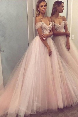Elegant Crystal Off-the-Shoulder Prom Dress UKes UK Ruffle Sheer Sleeveless Evening Dress UKes UK_1