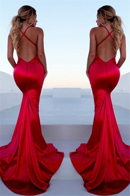 Sexy Red Halter Lace Up Prom Dress UKes UK Sleeveless Ruffles Mermaid Side Slit Elegant Evening Dress UKes UK_2