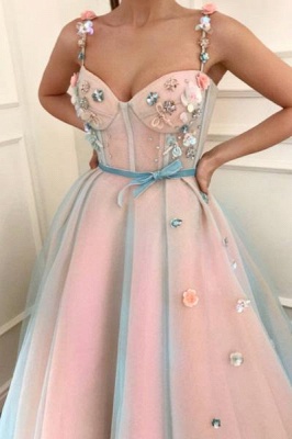 Sexy Flower Bowknot Spaghetti-Strap  Prom Dress UKes UK Ribbons Sheer Sleeveless Evening Dress UKes UK with Beads_2