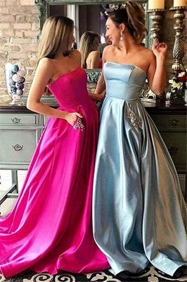 Strapless Beads Ruffles Prom Dress UKes UK Sleeveless Elegant Evening Dress UKes UK with Pocket_1