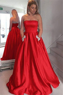 Strapless Beads Ruffles Prom Dress UKes UK Sleeveless Elegant Evening Dress UKes UK with Pocket_3