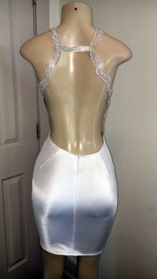 Simple Crystal Halter without Sleeve Applique Open back Short Prom Dress UK UK_2