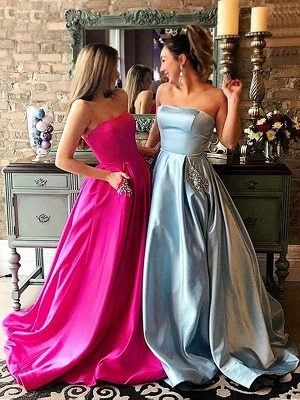 Strapless Beads Ruffles Prom Dress UKes UK Sleeveless Elegant Evening Dress UKes UK with Pocket_2