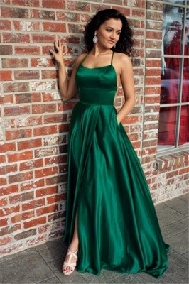 Green Lace Up Halter Prom Dress UKes UK Front Slit Sexy Evening Dress UKes UK with Package_1