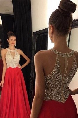 Red Sequins Crystal Halter Prom Dress UKes UK sleeveless Halter Elegant Evening Dress UKes UKsses with Beads_1