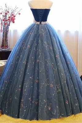 Sweetheart Lace Flower Crystal Prom Dress UKes UK Sleeveless Ball Gown Elegant Evening Dress UKes UK with Beads_4