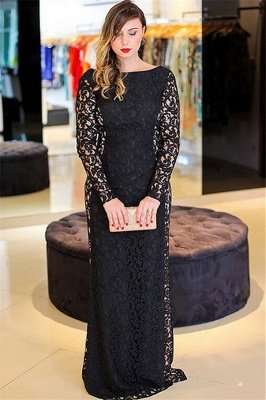 Hi-lo Lace Long Sleeves Lace Prom Dress UKes UK Plus Size Black Plus Size Elegant Evening Dress UKes UK_1