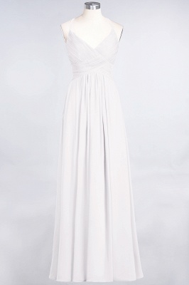 Sexy A-line Flowy Spaghetti-Straps Alluring V-neck Sleeveless Floor-Length Bridesmaid Dress UK UK with Ruffles_1