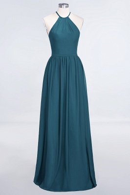 Sexy A-line Flowy Halter Sleeveless Floor-Length Bridesmaid Dress UK UK with Ruffles_26