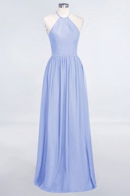 Sexy A-line Flowy Halter Sleeveless Floor-Length Bridesmaid Dress UK UK with Ruffles_21