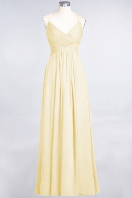 Sexy A-line Flowy Spaghetti-Straps Alluring V-neck Sleeveless Floor-Length Bridesmaid Dress UK UK with Ruffles_17