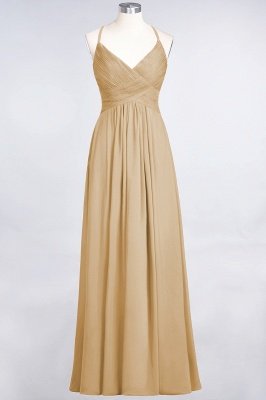 Sexy A-line Flowy Spaghetti-Straps Alluring V-neck Sleeveless Floor-Length Bridesmaid Dress UK UK with Ruffles_13