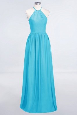 Sexy A-line Flowy Halter Sleeveless Floor-Length Bridesmaid Dress UK UK with Ruffles_23