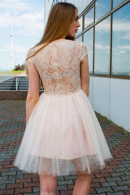See Through Lace Champagne Tulle Lovely Sleeveless Short Evening Dresses_2