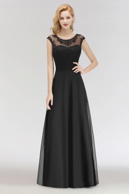 Elegant Sleeveless Black Chiffon Lace Bridesmaid Dress Simple Evening Dress_1
