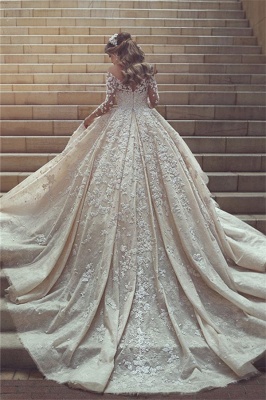 Tulle Crystal Long-Sleeves Gorgeous Appliques Wedding Dress BA6989_1
