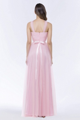 Amazing Halter Pink Tulle Bridesmaid Dress with Belt_3