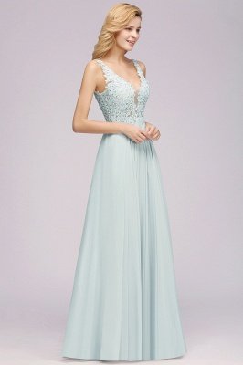 Elegant Lace V-Neck Chiffon?Beadings Long Bridesmaid Dress_5
