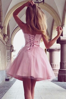 Pink Sweetheart Strapless A-Line Short Homecoming Dress_2