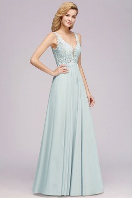 Elegant Lace V-Neck Chiffon?Beadings Long Bridesmaid Dress_4