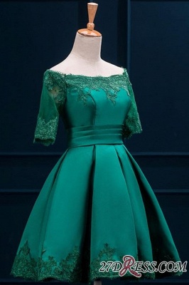 Lace Green Short Appliques Charming Half-Sleeve Homecoming Dress UK BA3856_2