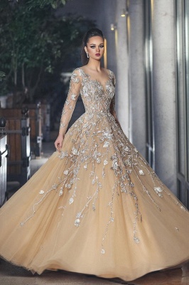 Gorgeous Long Sleeve Evening Dress UK Tulle With Lace Appliques BA8501_2
