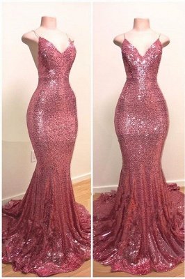 Stunning Pink Sequins Prom Dresses | 2019 Mermaid Long Evening Gowns_1