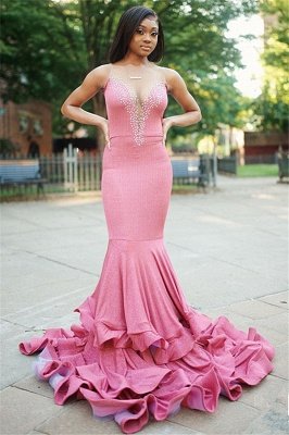 Sexy Mermaid Cheap Evening Gowns Online | Sleeveless Beading Long Prom Dress UK_1