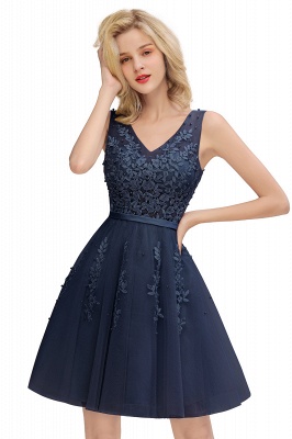 V-neck Lace Homecoming Dresses with Appliques | Short Party Dresses UK Online_4