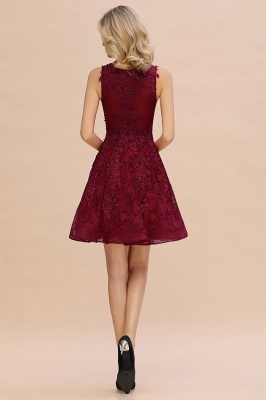 Knee Length Lace Appliques Homecoming Dresses | Burgundy Short Evening Dresses UK_9