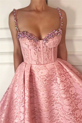 Ball Gown UK Evening Dress | Gorgeous Pink Lace Beaded Long Prom Dress_2
