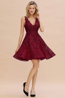 Knee Length Lace Appliques Homecoming Dresses | Burgundy Short Evening Dresses UK_19