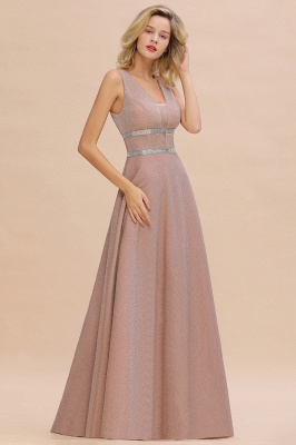 Sparkly Long Evening Dress with Shining Belt | Sexy Sleeveless Pink Formal Dress_9