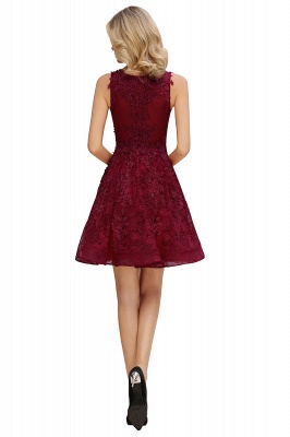 Knee Length Lace Appliques Homecoming Dresses | Burgundy Short Evening Dresses UK_11