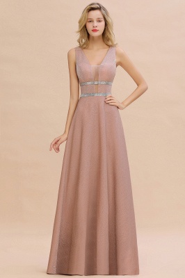 Sparkly Long Evening Dress with Shining Belt | Sexy Sleeveless Pink Formal Dress_3
