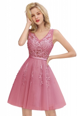 V-neck Lace Homecoming Dresses with Appliques | Short Party Dresses UK Online_2